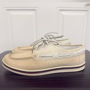 Gucci Men's Beige Suede & Canvas Boat Shoes - Size 8.5G (Fits US 9.5)